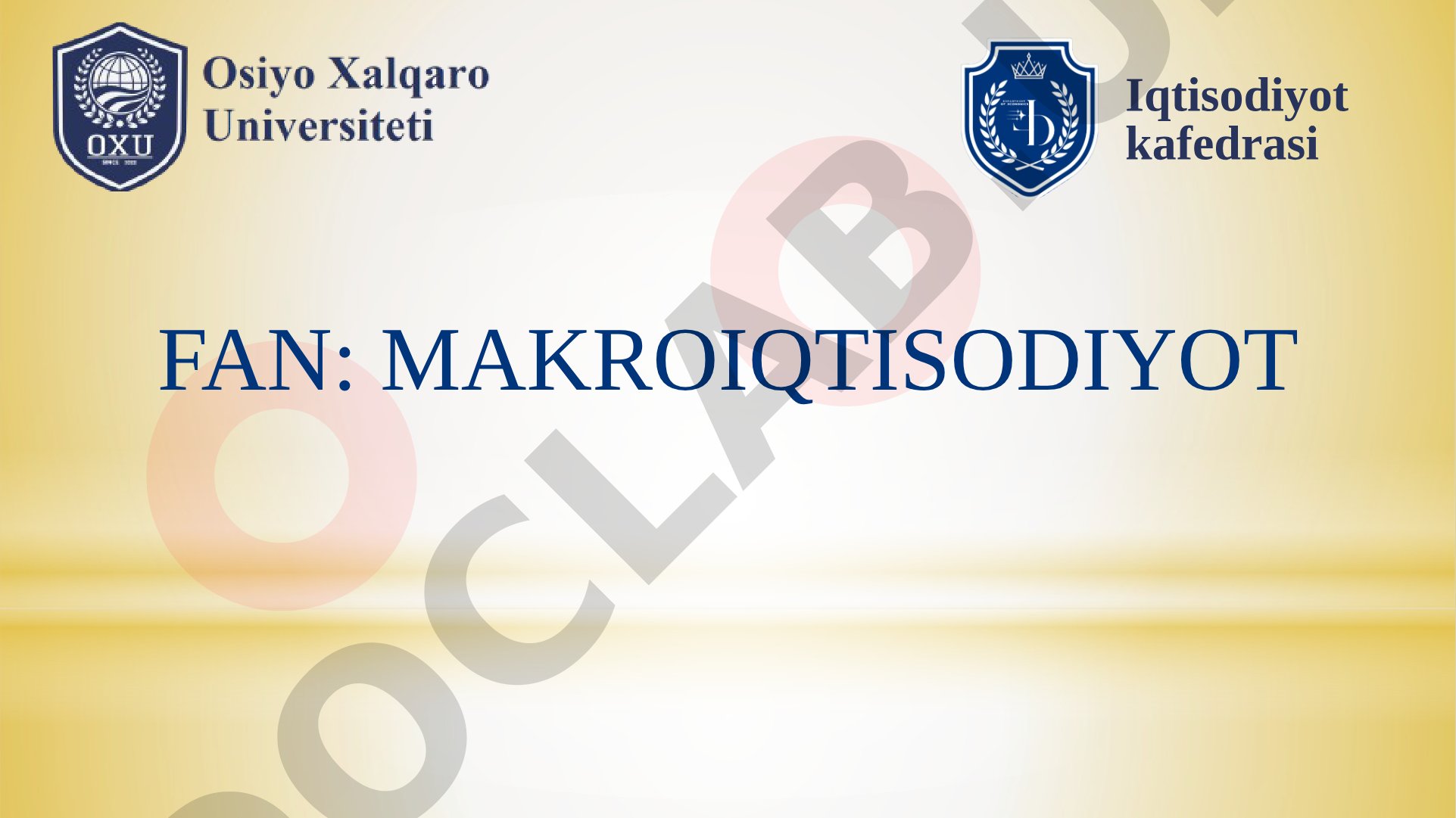 Makroiqtisodiyot faniga kirish