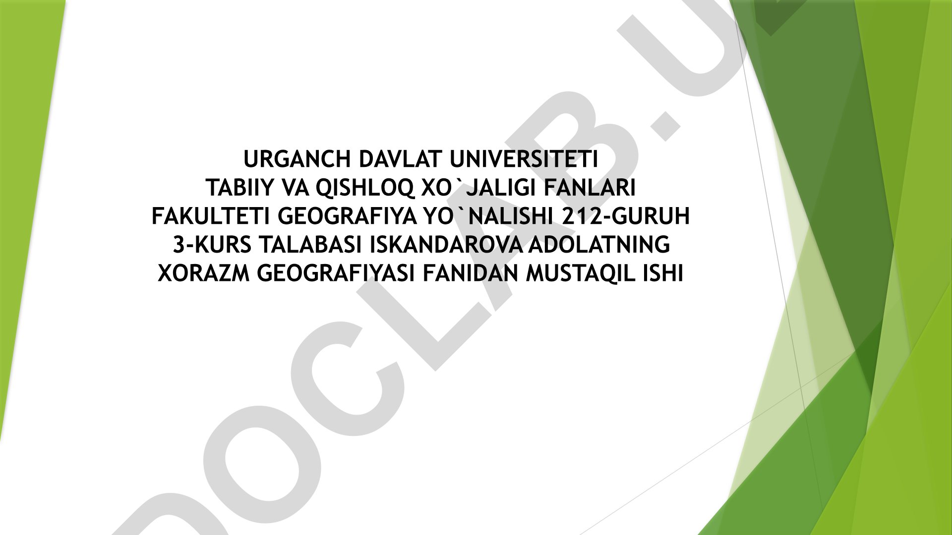 Xorazm viloyati aholisi va aholi zichligini tahli qilish