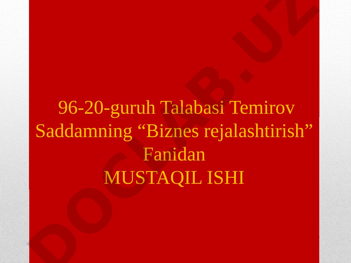 Marketing rejasi biznes rejaning bo'limi