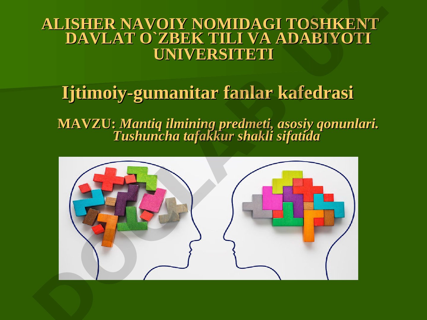 Mantiq ilmining predmeti, asosiy qonunlari. Tushuncha tafakkur shakli sifatida