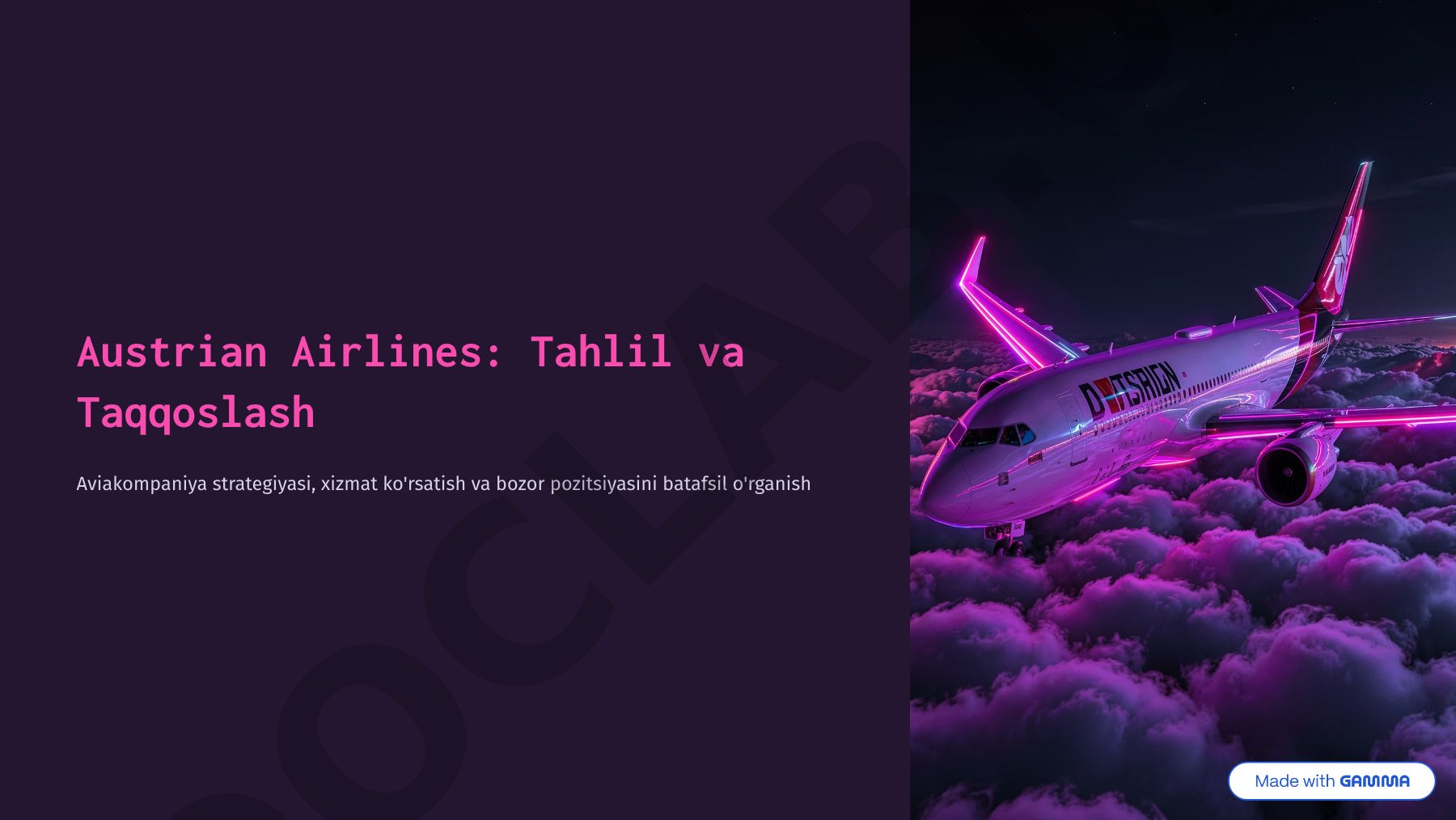 Austrian Airlines: Tahlil va Taqqoslash