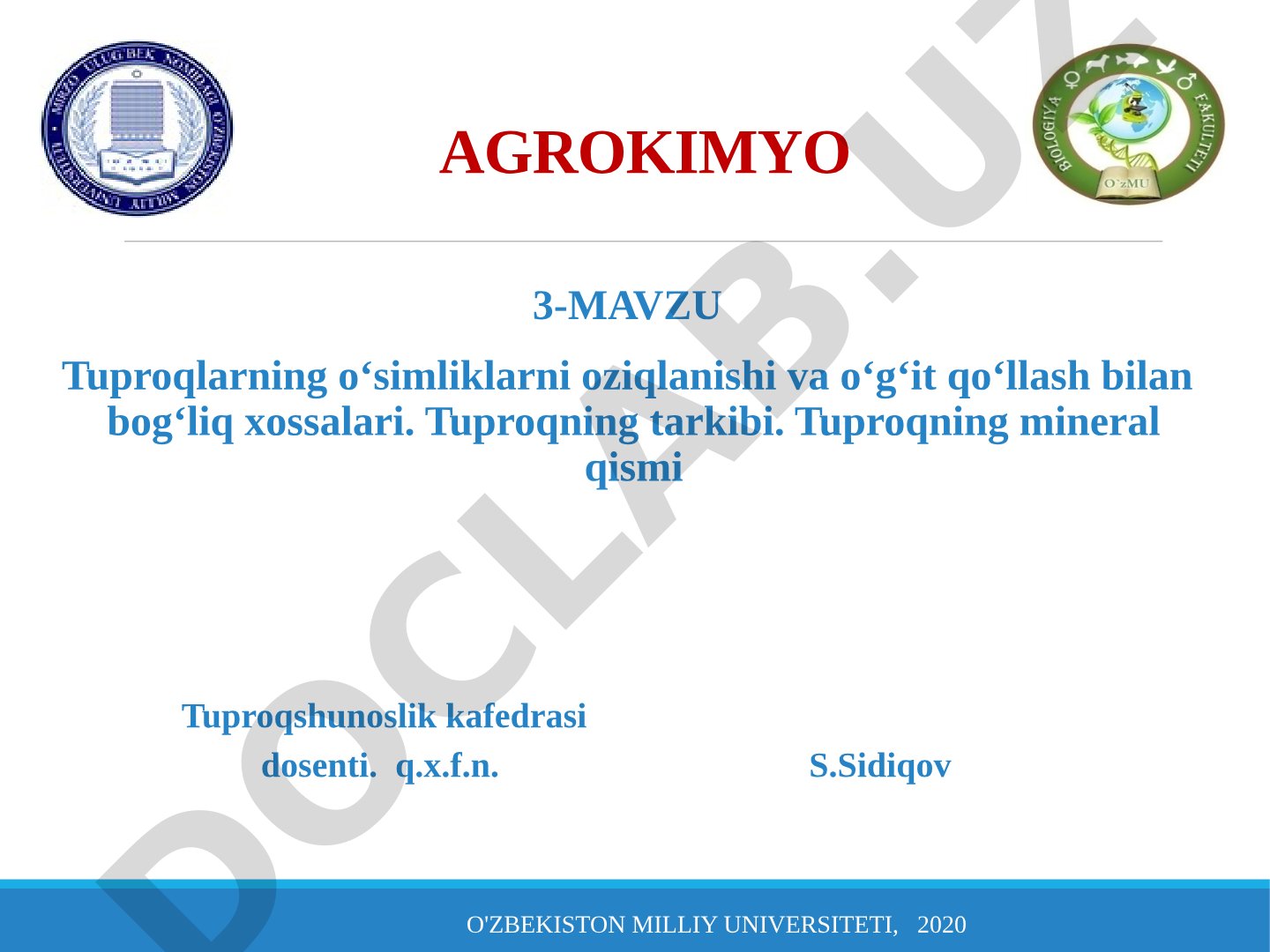 Tuproqlarning o‘simliklarni oziqlanishi va o‘g‘it qo‘llash bilan bog‘liq xossalari