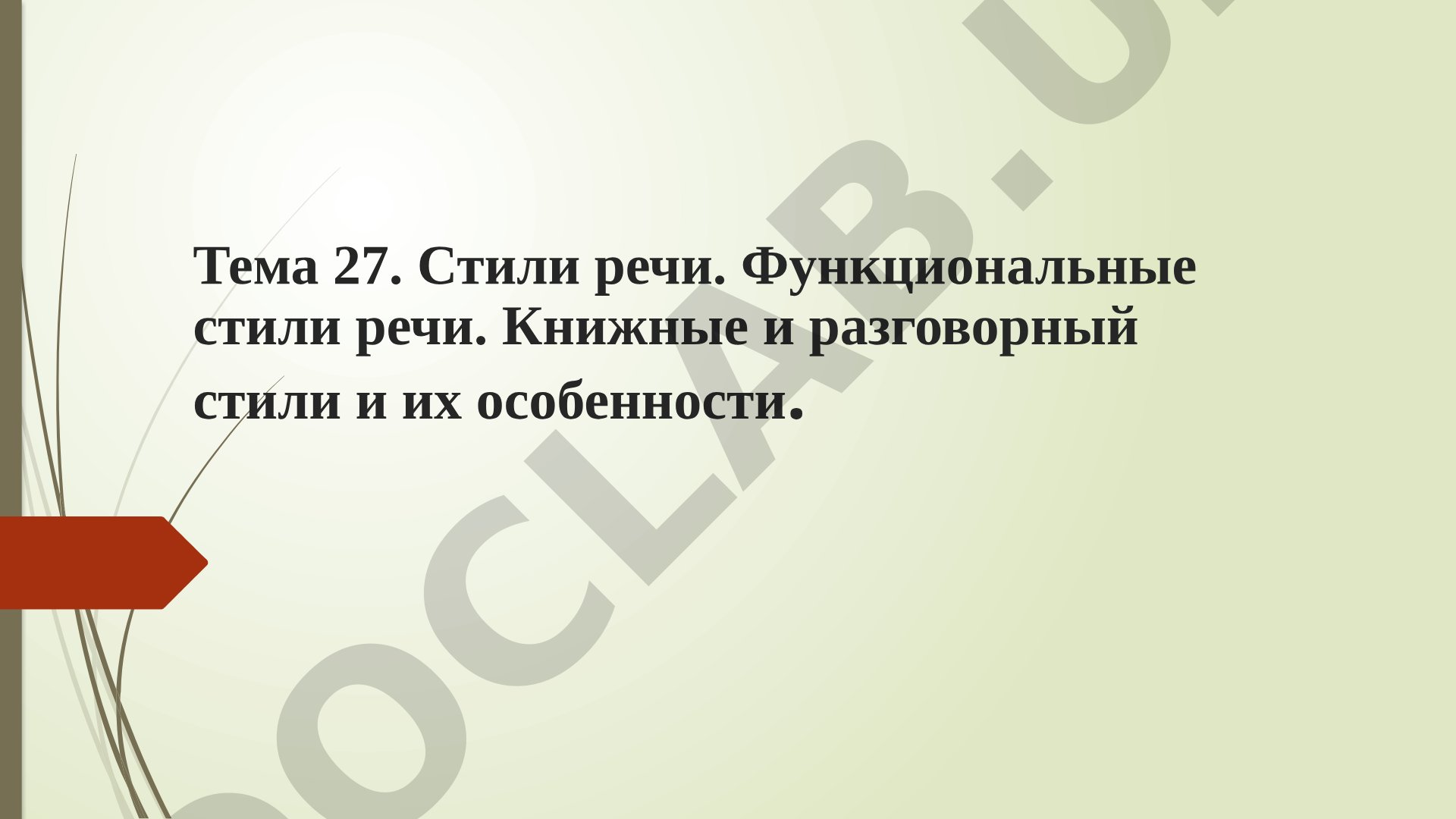 Стили речи. Функциональные стили речи. Книжные и разговорный стили и их особенности.