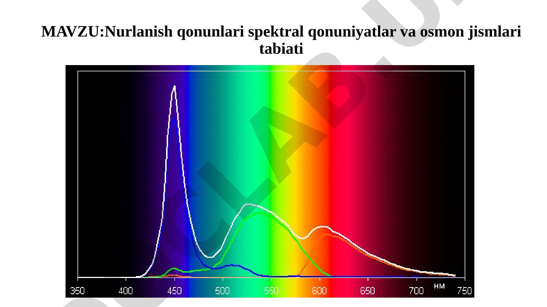 Nurlanish qonunlari spektral qonuniyatlar va osmon jismlari tabiati