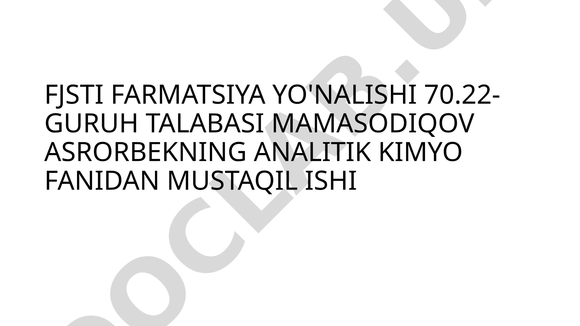 Bromometrik titrlash usuli bilan farmatsevtik preparatlarni miqdoriy aniqlash usuli
