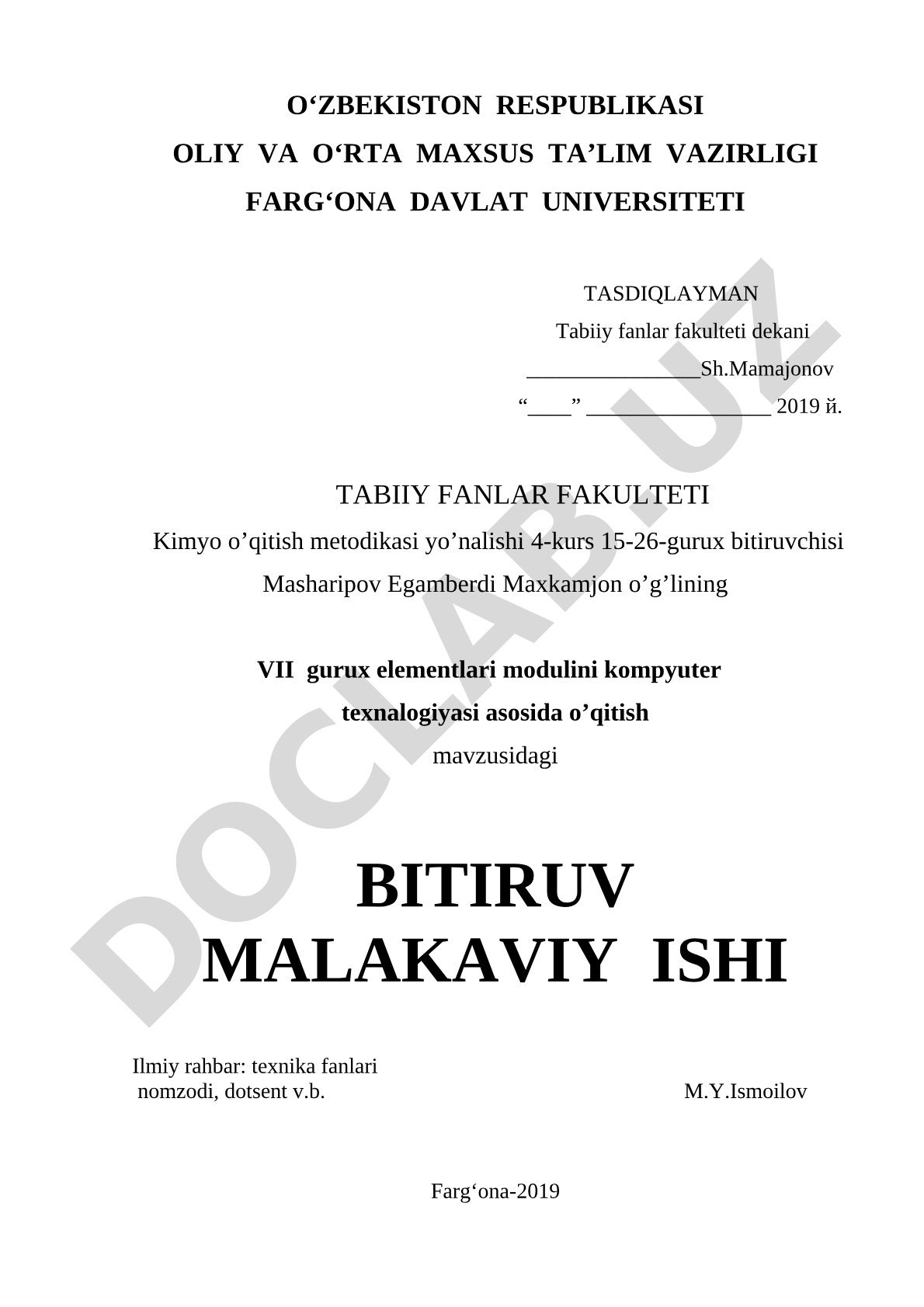 VII gurux elementlari modulini kompyuter texnalogiyasi asosida o'qitish