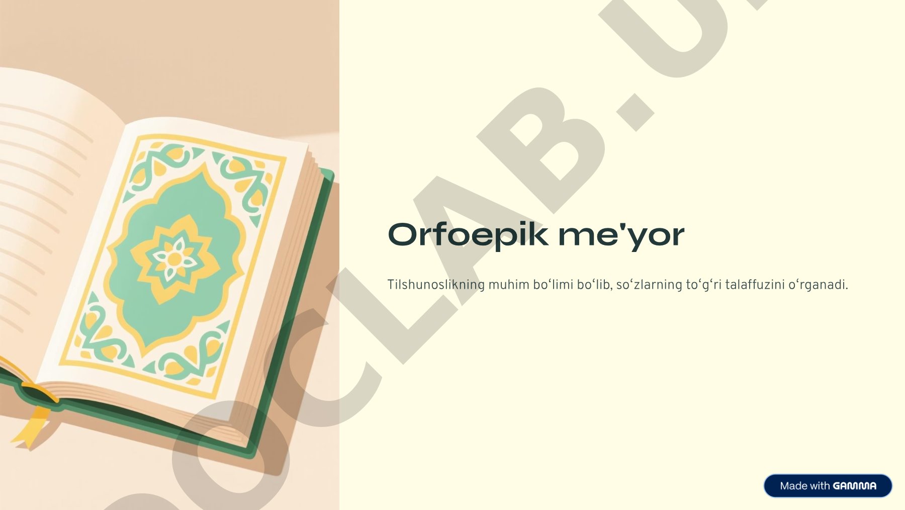 Orfoepiya va to'g'ri talaffuz qoidalari haqida taqdimot