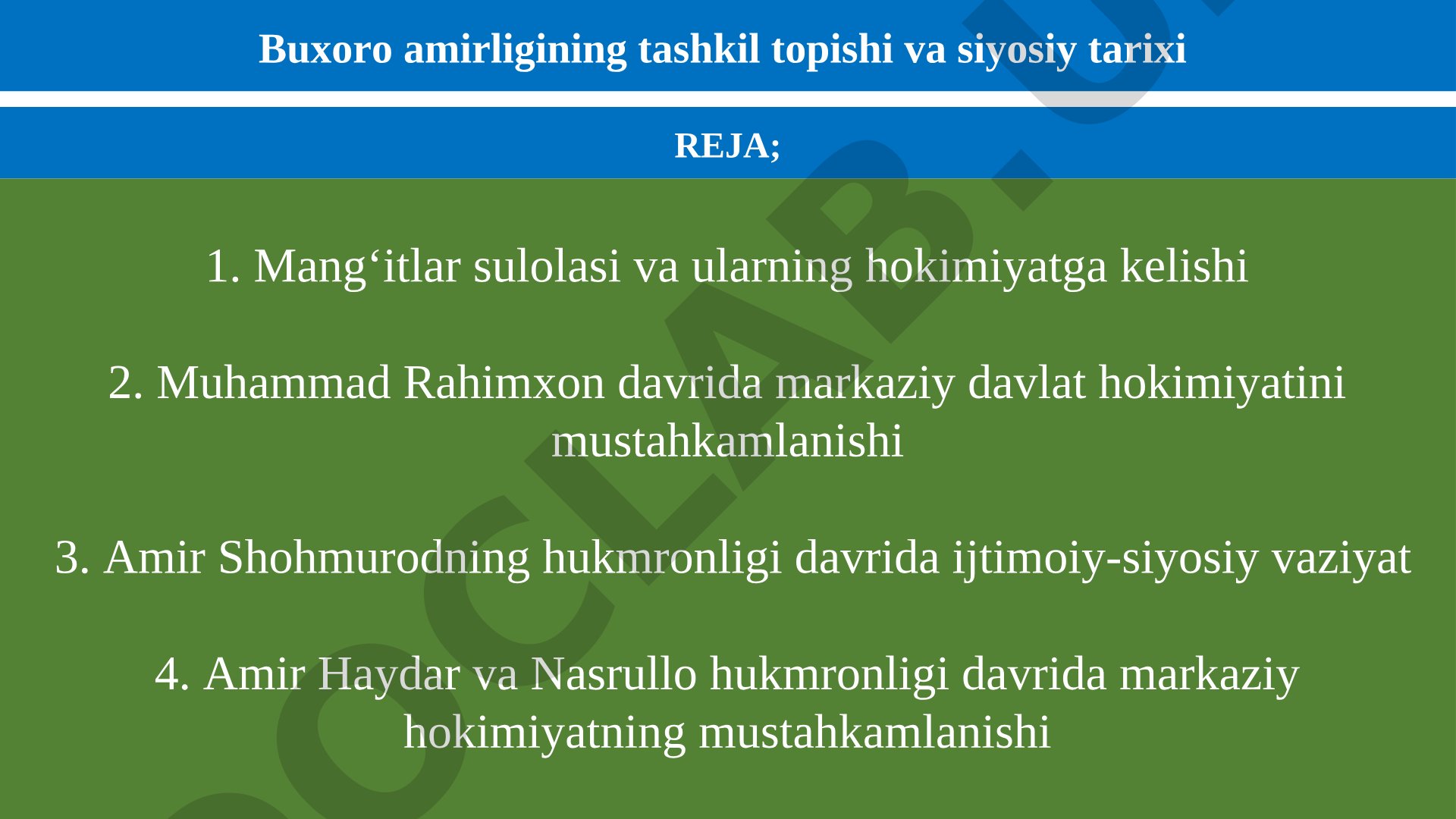 Buxoro amirligining tashkil topishi va siyosiy tarixi