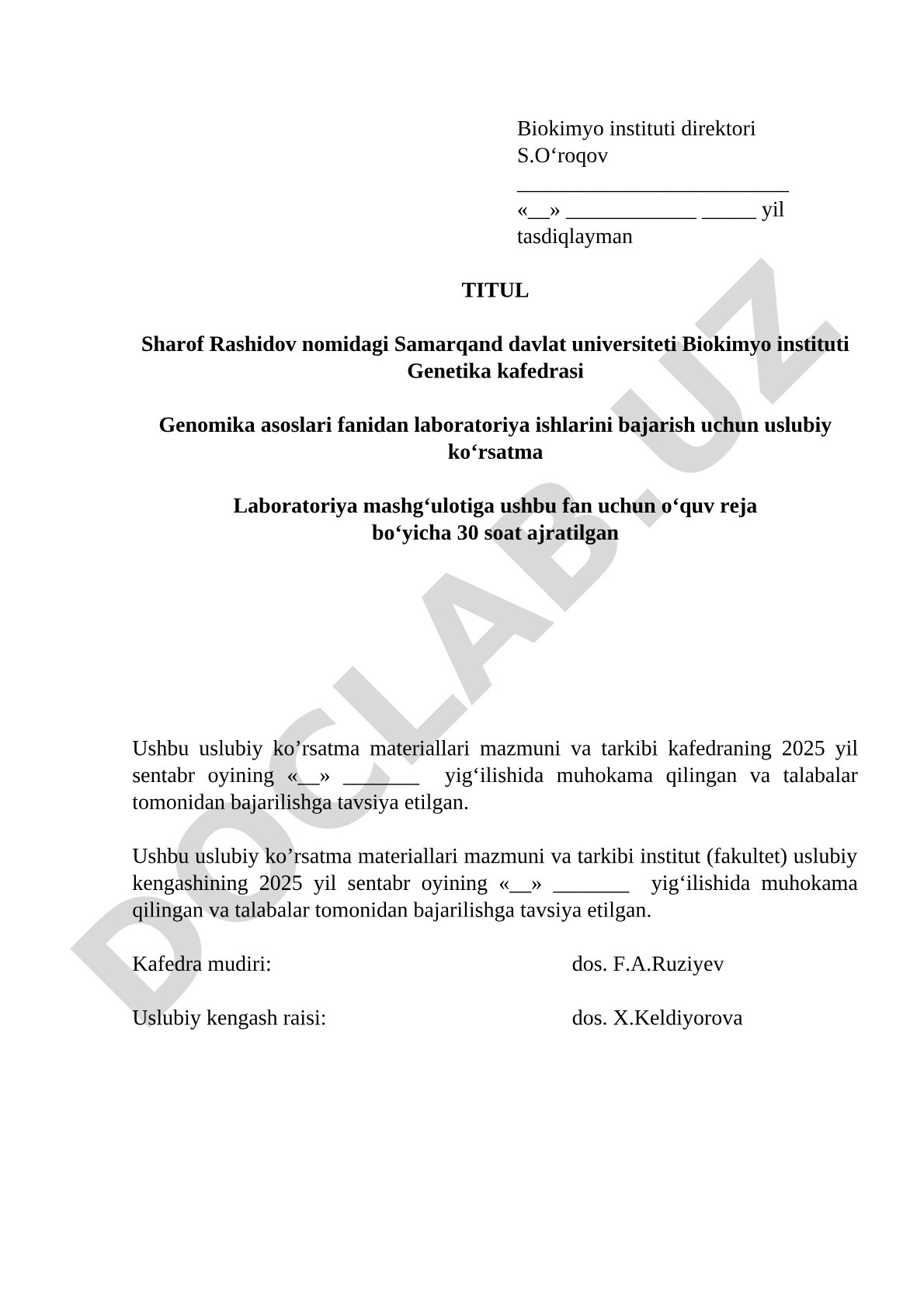 Laboratoriya mashg'ulotlarida foydalaniladigan asbob-uskunalar bilan tanishish (2 soat)