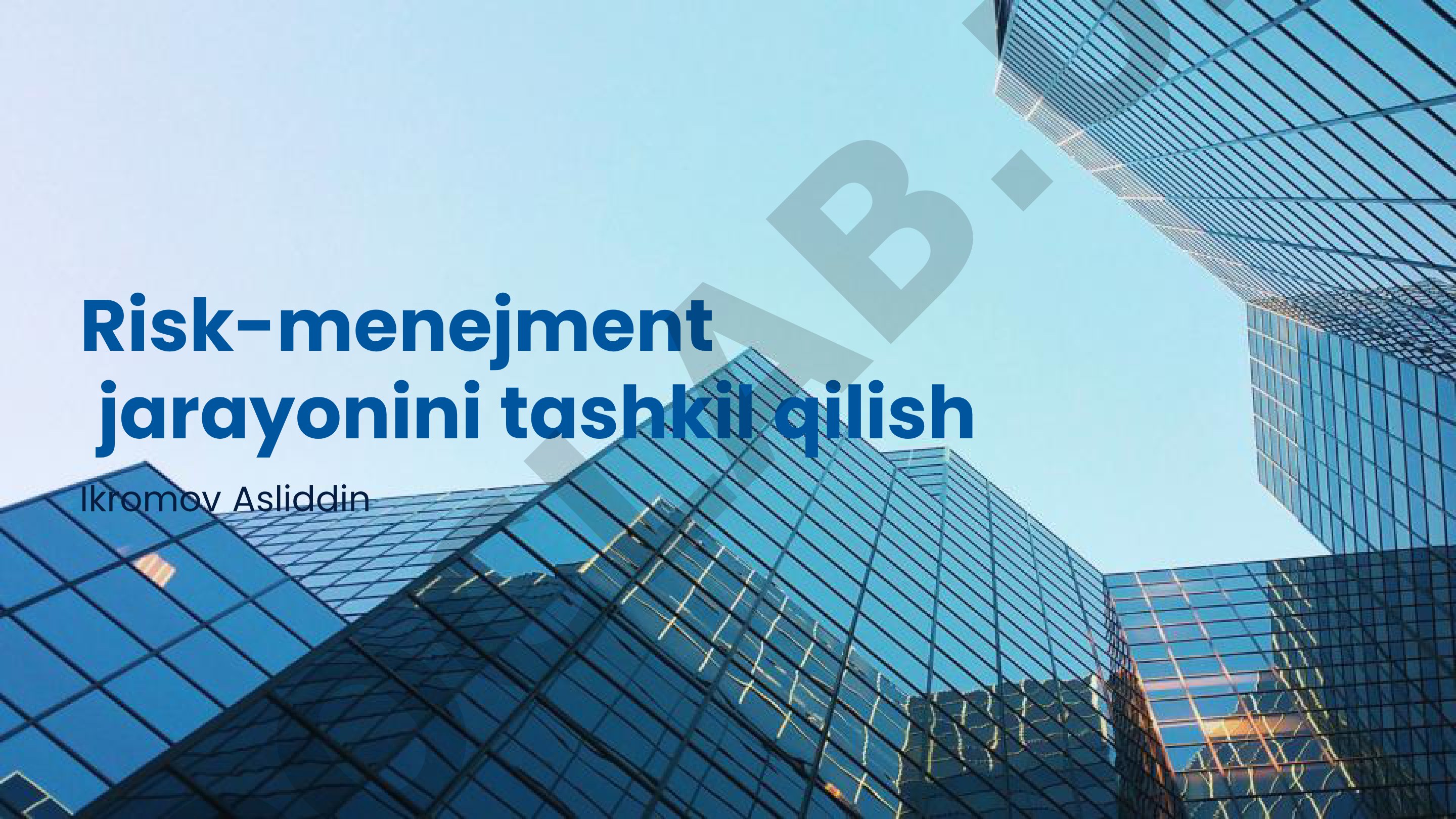 Risk-menejment jarayonini tashkil qilish
