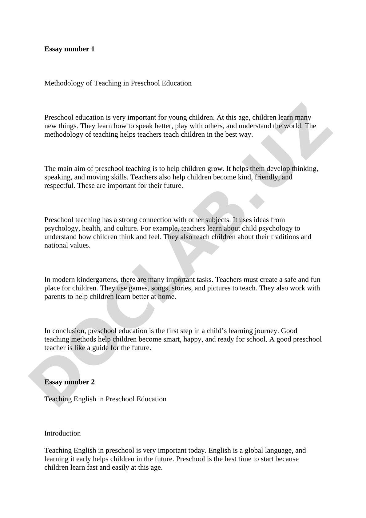 Methodology of Teaching in Preschool Education