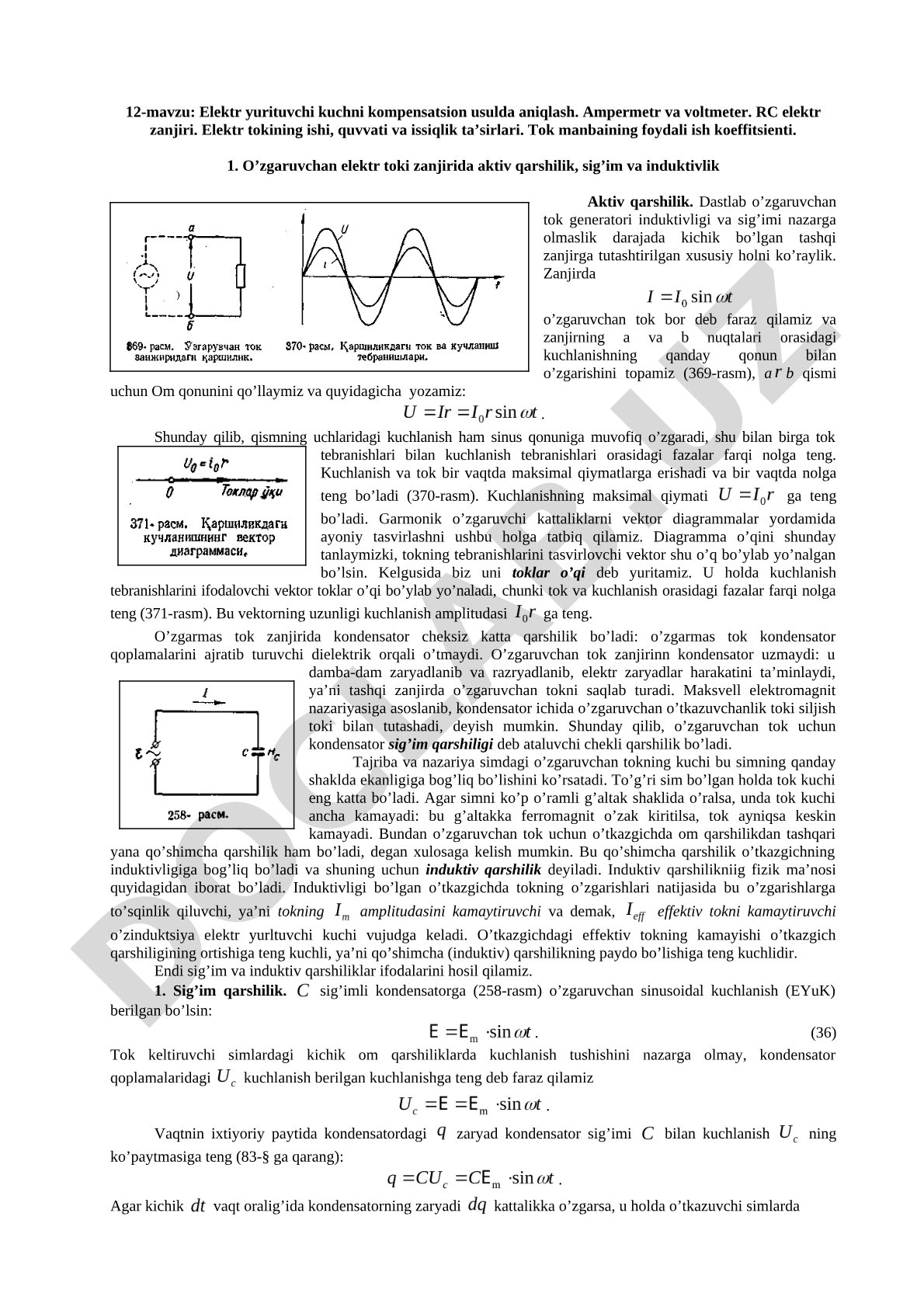 Elektr yurituvchi kuchni kompensatsion usulda aniqlash