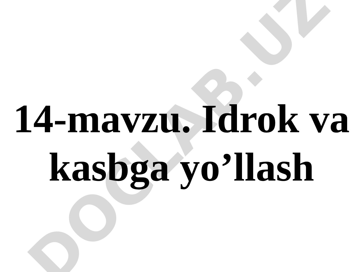 Idrok va kasbga yo’llash