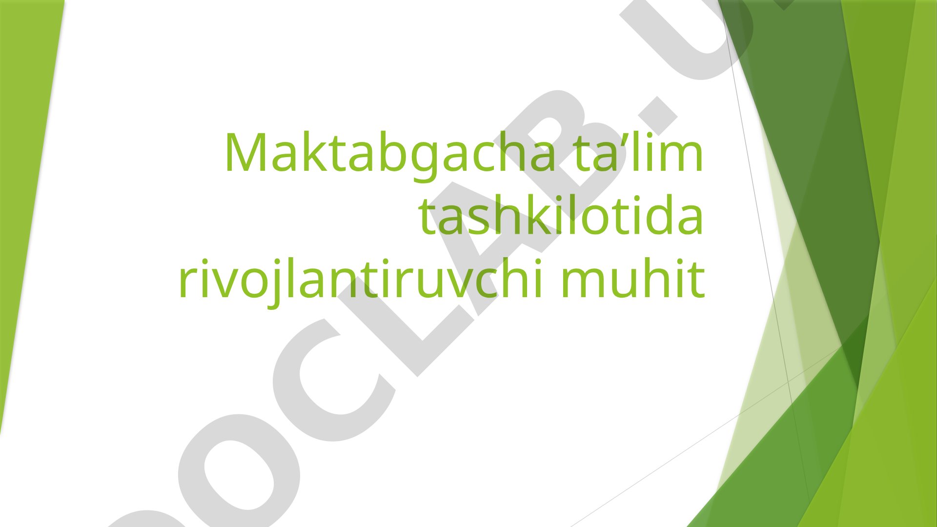 Maktabgacha ta'lim tashkilotida rivojlantiruvchi muhit