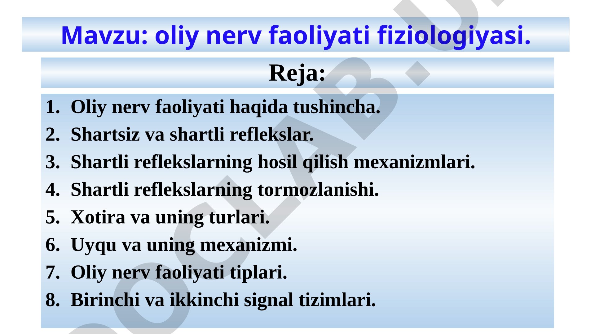 Oliy nerv faoliyati fiziologiyasi
