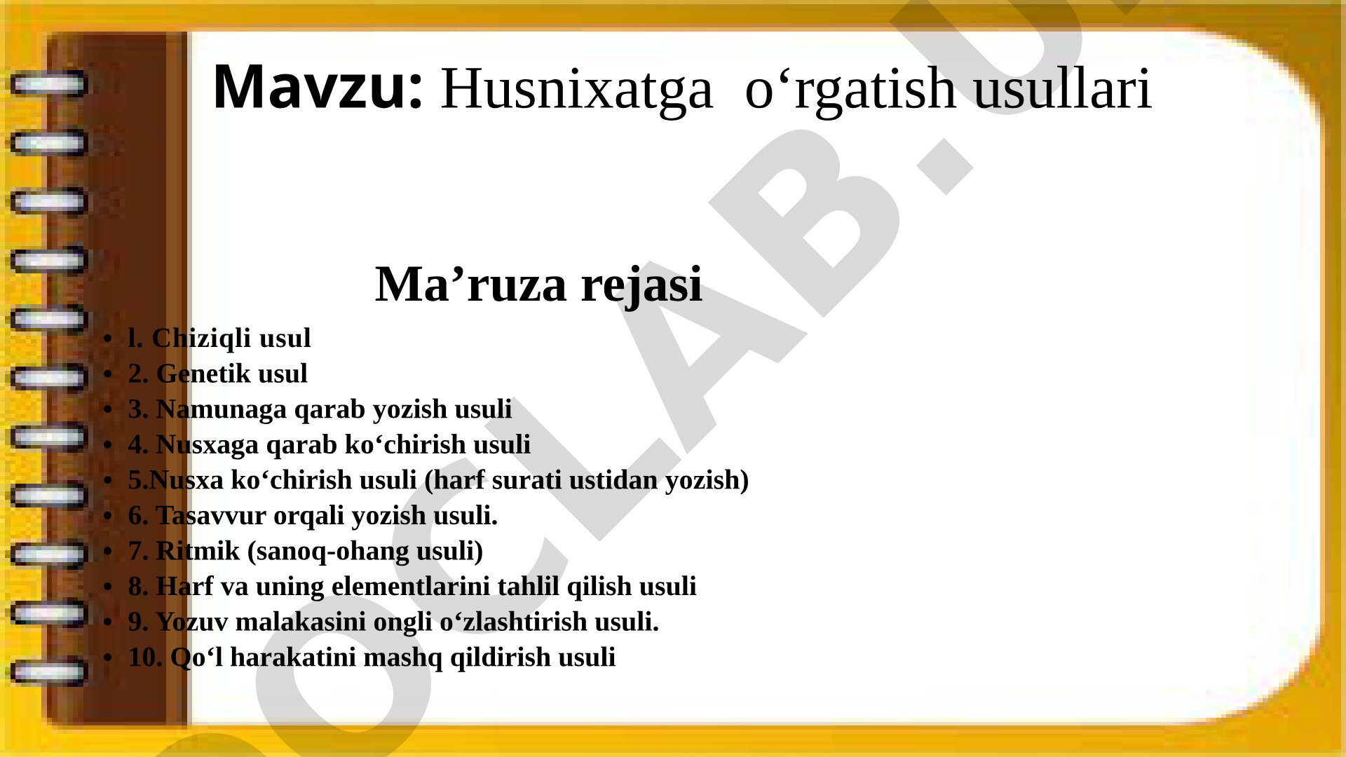 Husnixatga o‘rgatish usullari