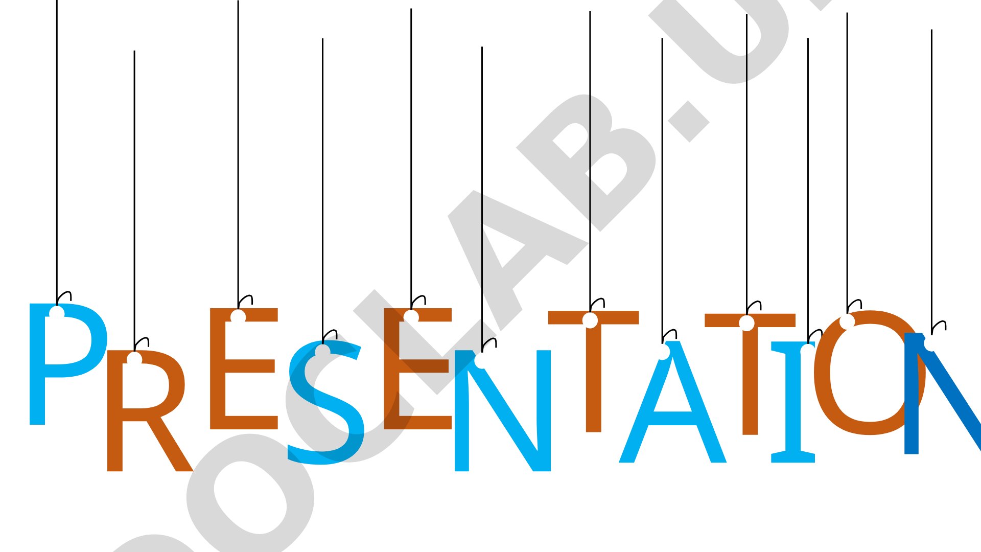 A slide deck with only the word PRESENTATION repeated, no other content