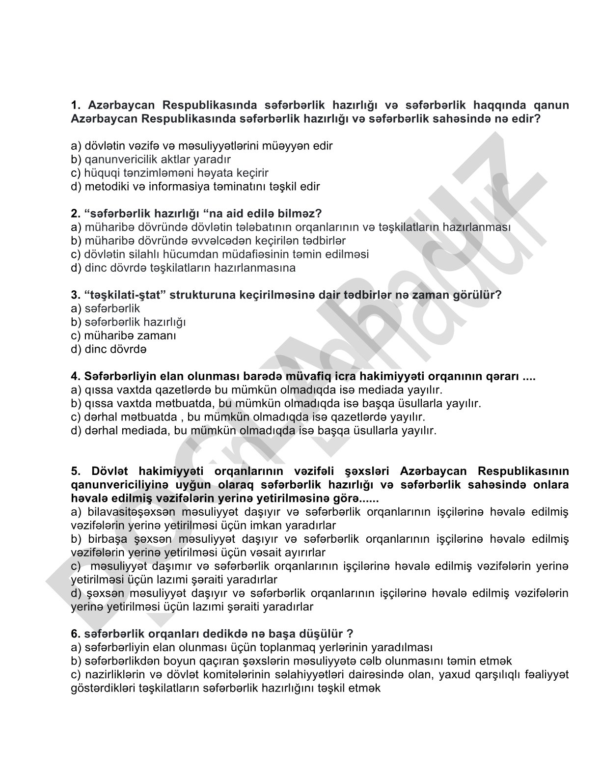 Səfərbərlik hazırlığı və səfərbərlik haqqında qanun