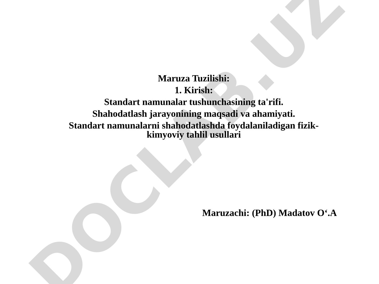 Standart namunalarni shahodatlash