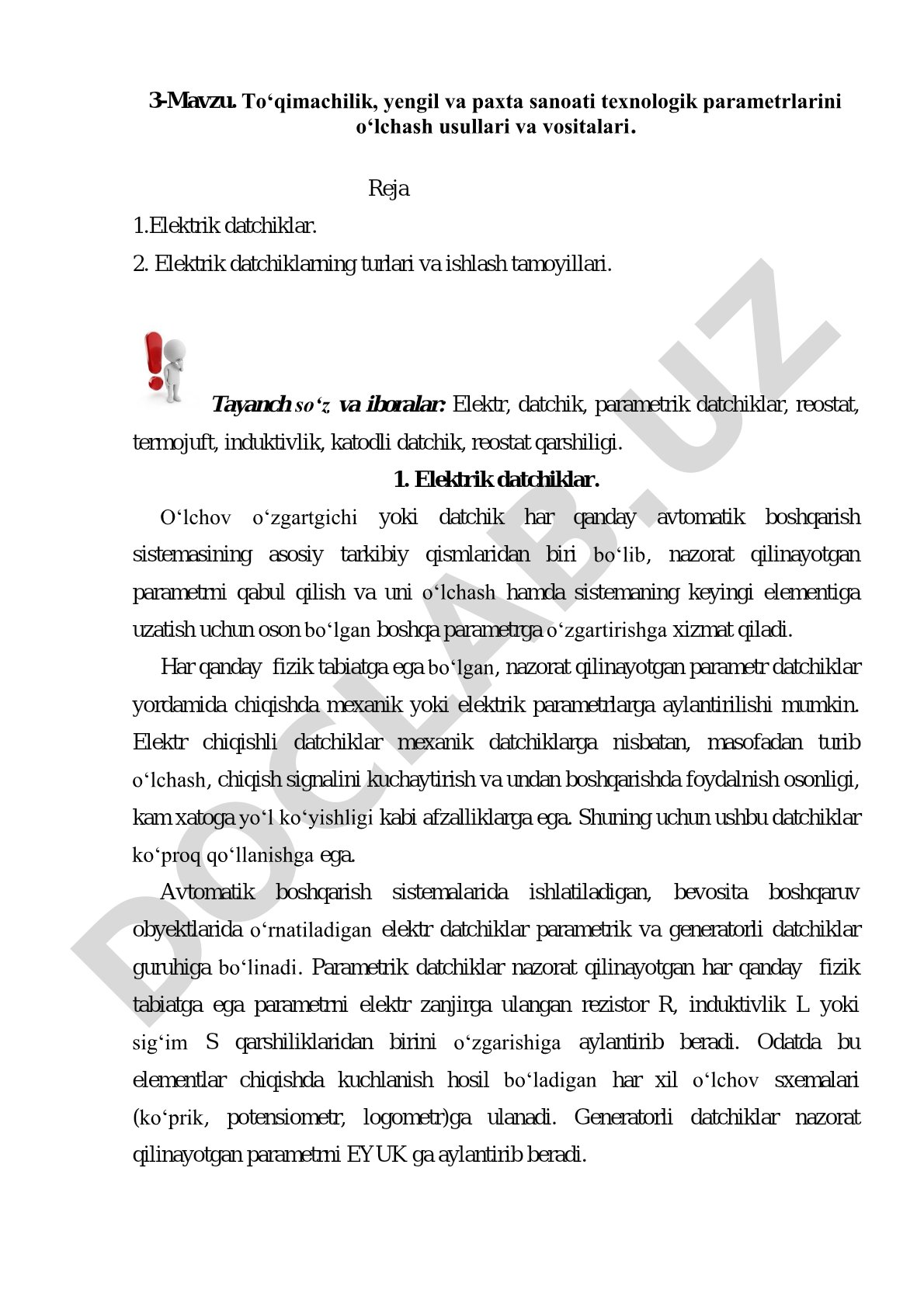 To‘qimachilik, yengil va paxta sanoati texnologik parametrlarini o‘lchash usullari va vositalari