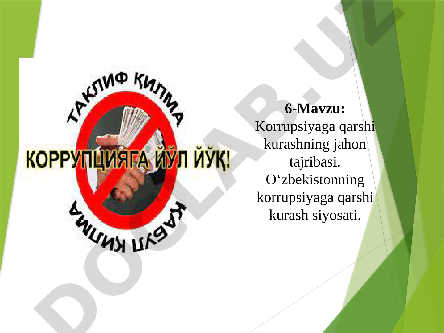 Korrupsiyaga qarshi kurashning jahon tajribasi. O‘zbekistonning korrupsiyaga qarshi kurash siyosati