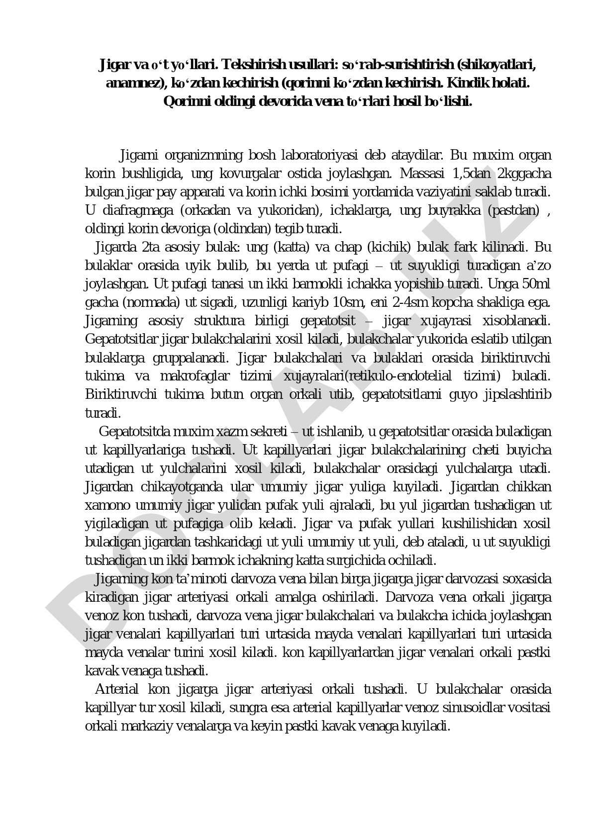 Jigar va o't yo'llari