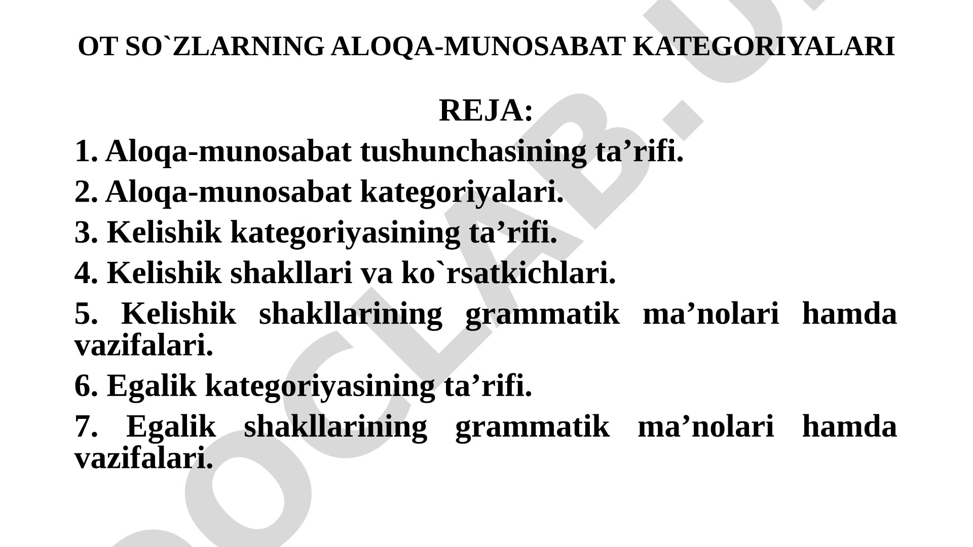 Ot so'zlarning aloqa-munosabat kategoriyalari