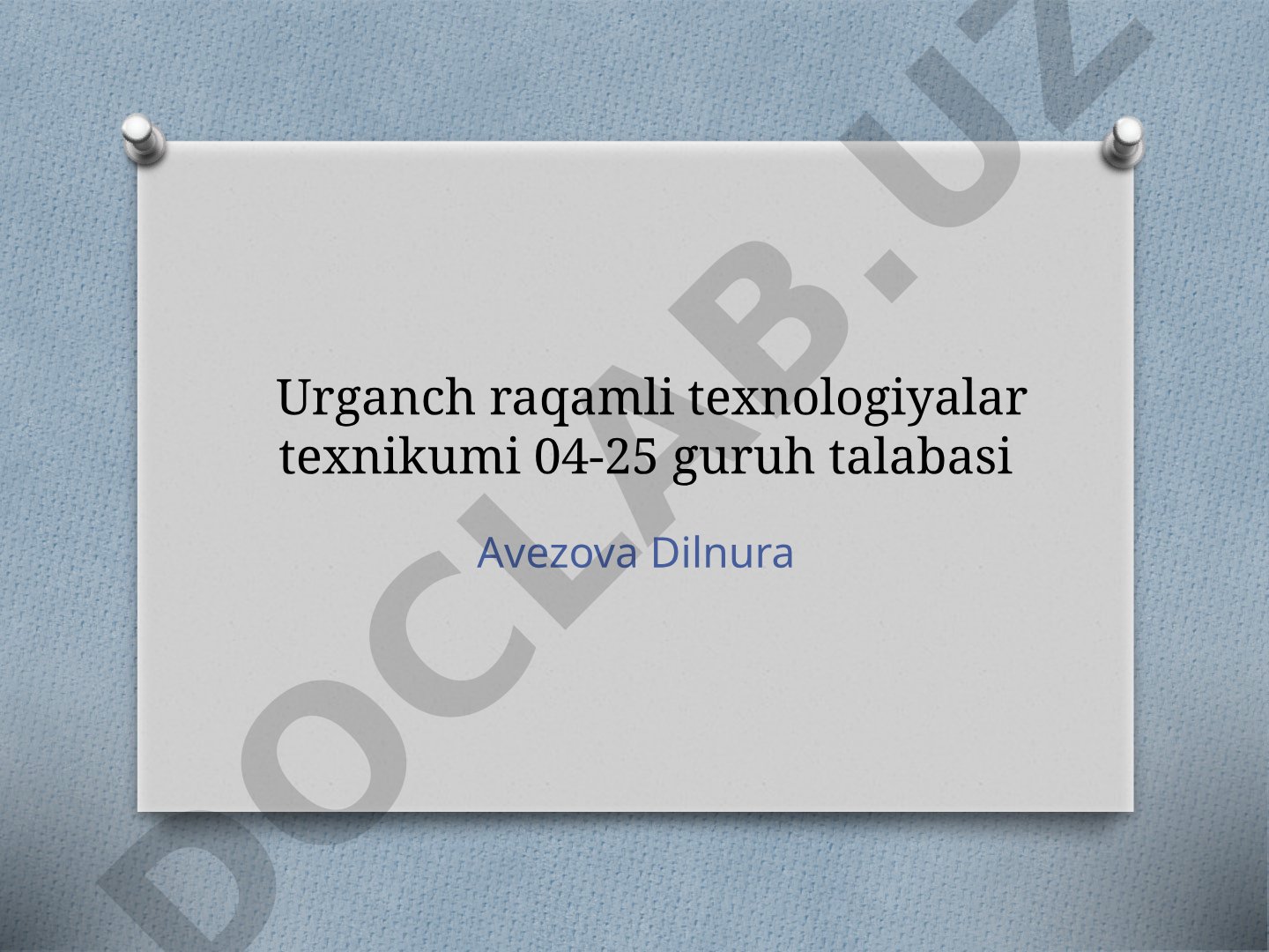 Malumotlar bazasida boshqarish tushunchasi. SQL tili haqida umumiy malumot