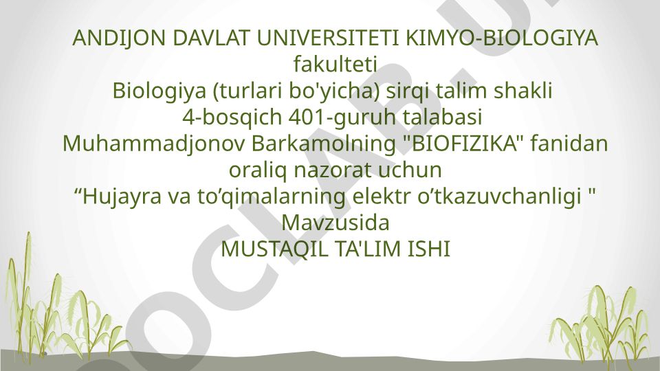 Hujayra va to'qimalarning elektr o'tkazuvchanligi
