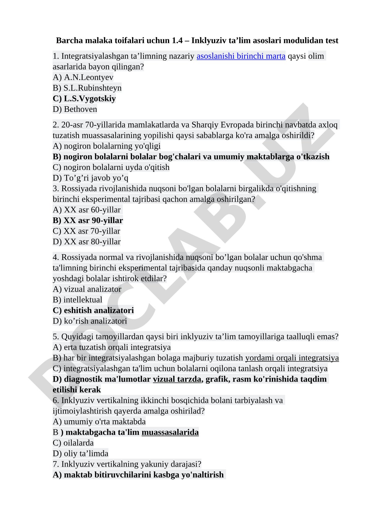 Inklyuziv ta’lim asoslari