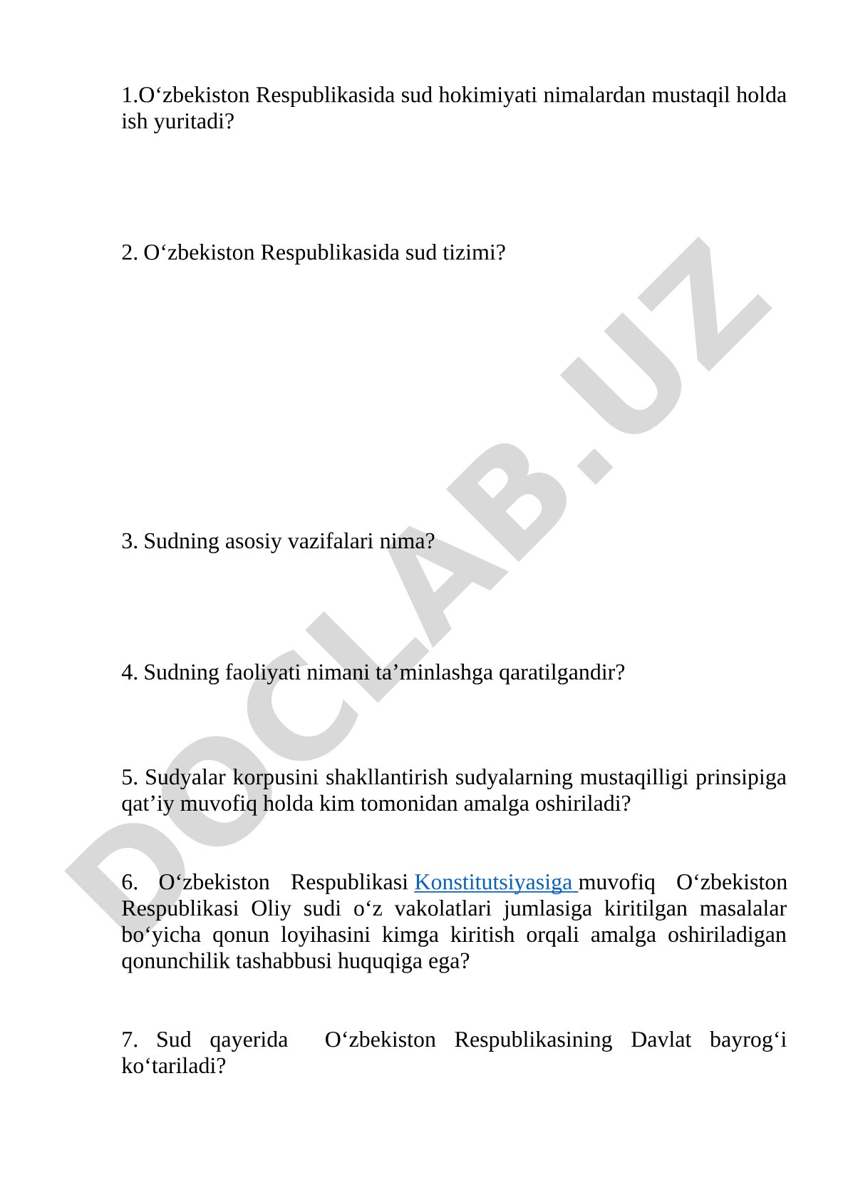 O'zbekiston Respublikasi sud hokimiyati va sud tizimi