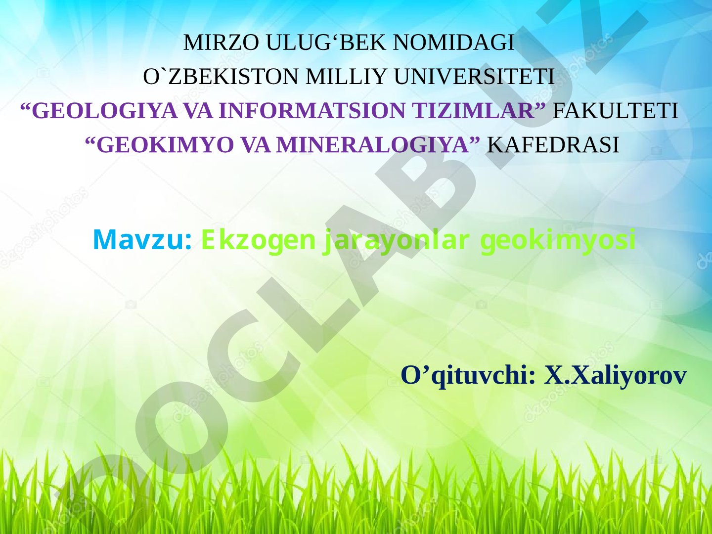 Ekzogen jarayonlar geokimyosi