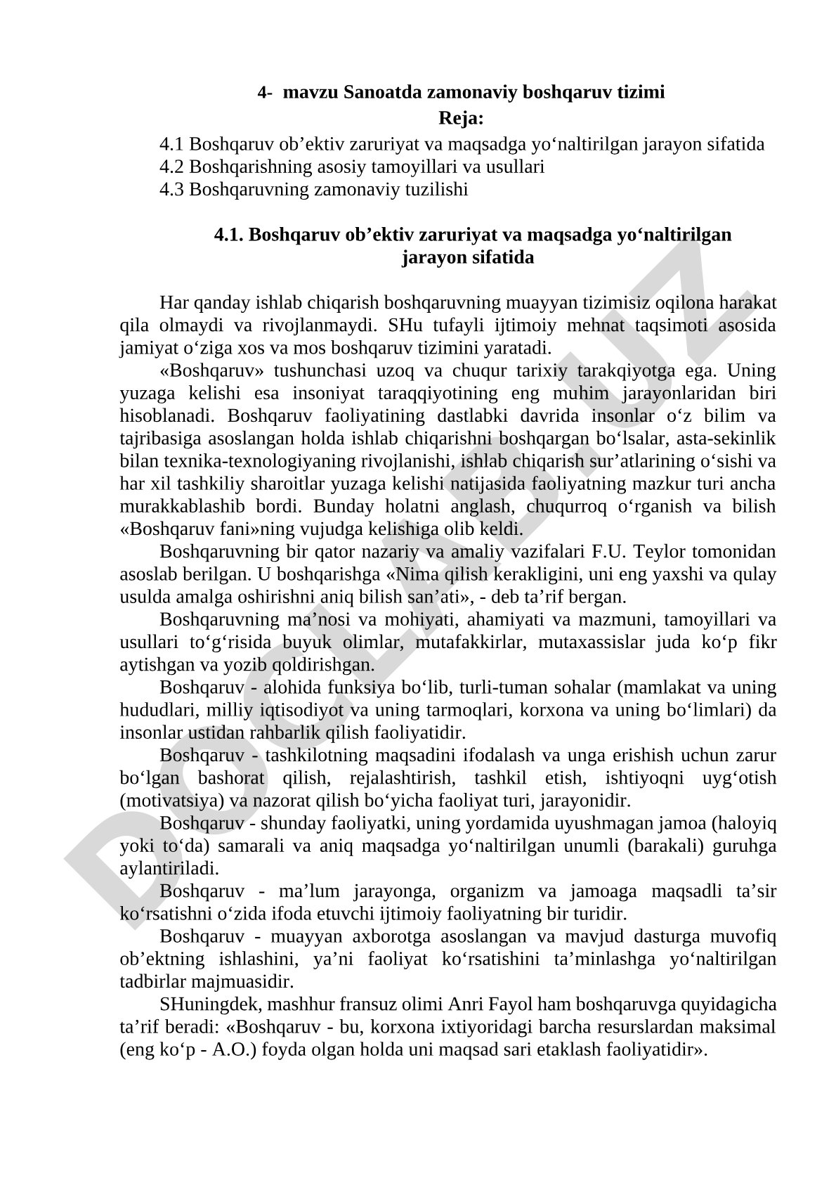 Sanoatda zamonaviy boshqaruv tizimi