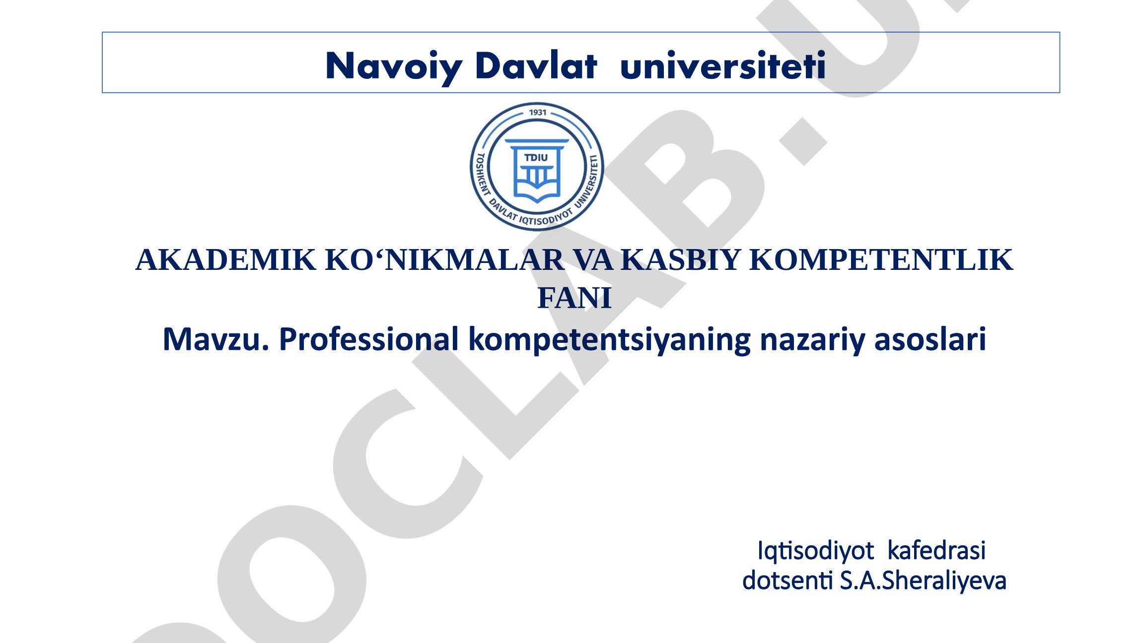 Professional kompetentsiyaning nazariy asoslari
