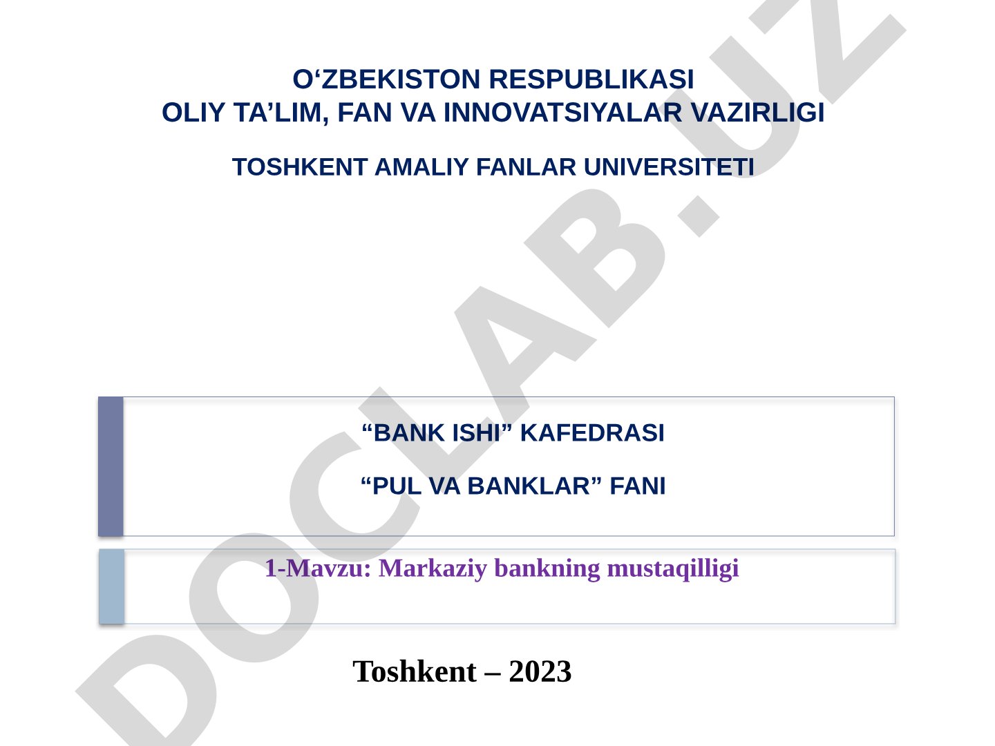 O'zbekiston Respublikasi Markaziy bankining mustaqilligi tushunchasi, siyosiy va