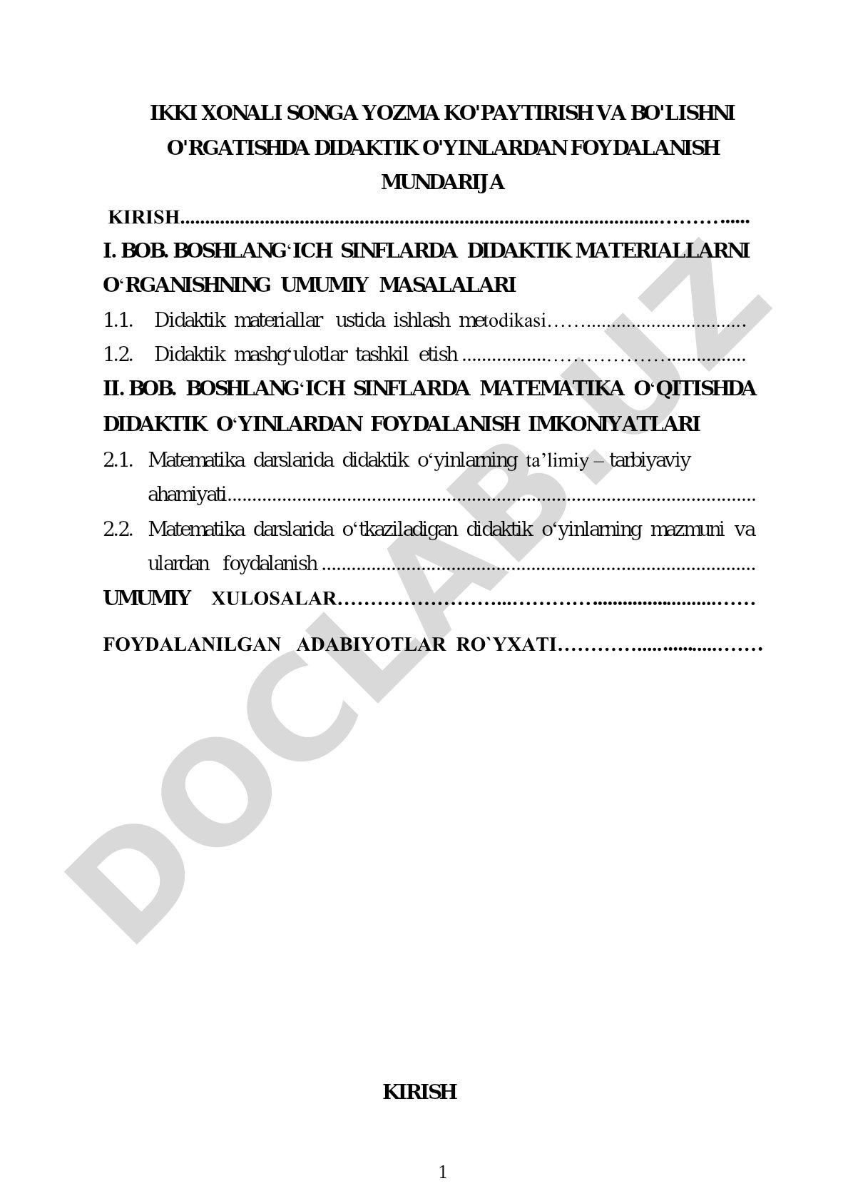 Ikki xonali songa yozma ko'paytirish va bo'lishni o'rgatishda didaktik o'yinlardan foydalanish