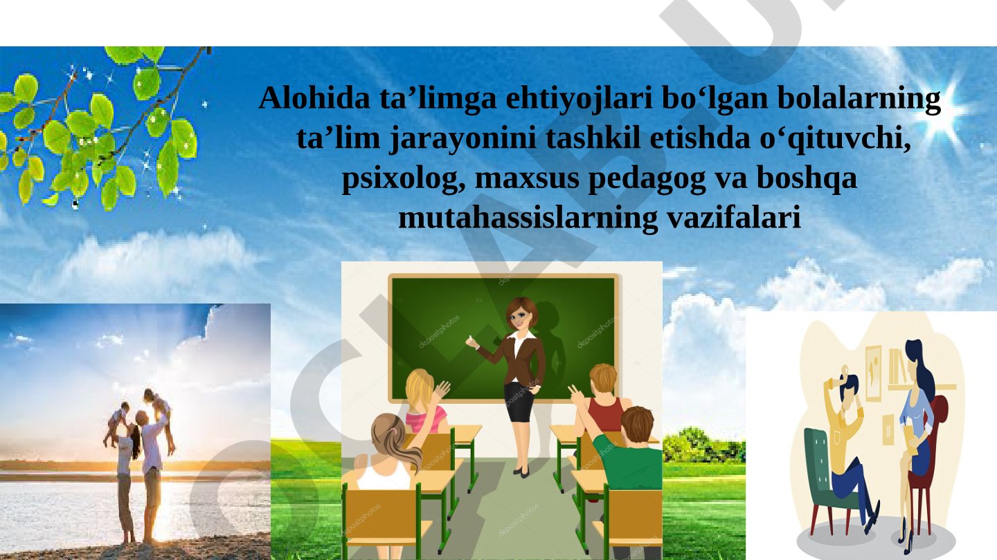 Alohida ta’limga ehtiyojlari bo‘lgan bolalarning ta’lim jarayonida mutaxassislar vazifalari