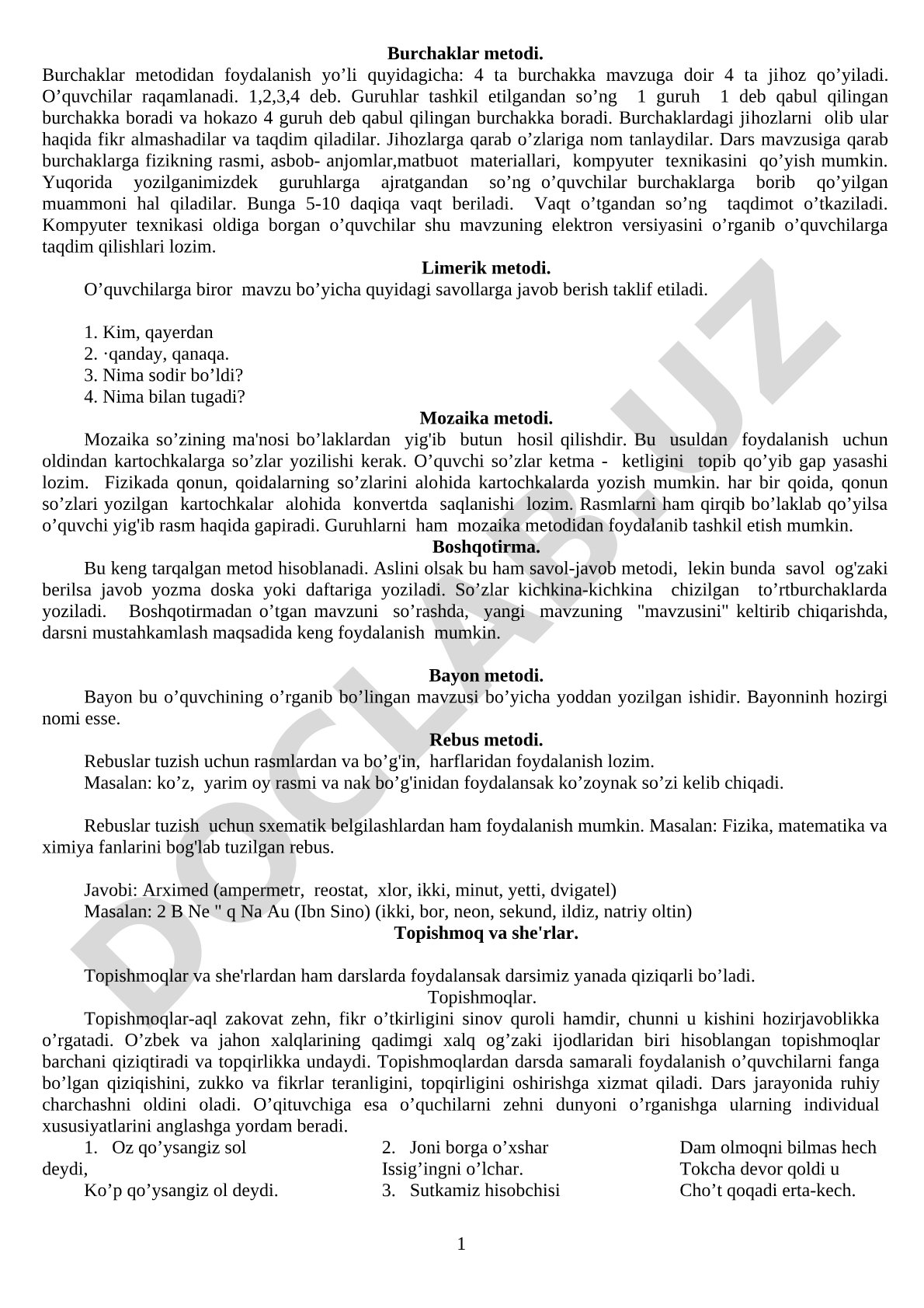 Burchaklar metodi