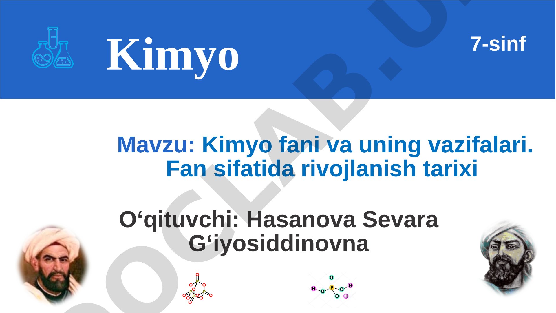 Kimyo fani va uning vazifalari. Fan sifatida rivojlanish tarixi