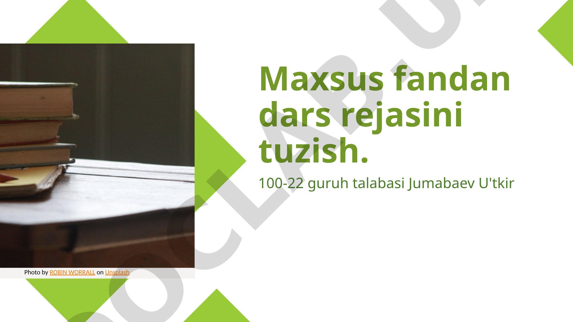 Maxsus fandan dars rejasini tuzish