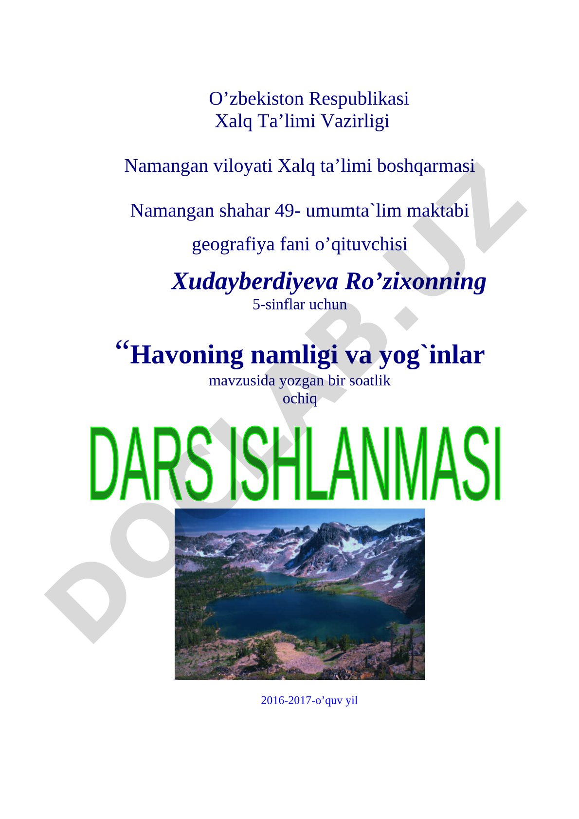 HAVONING NAMLIGI VA YOG'INLAR