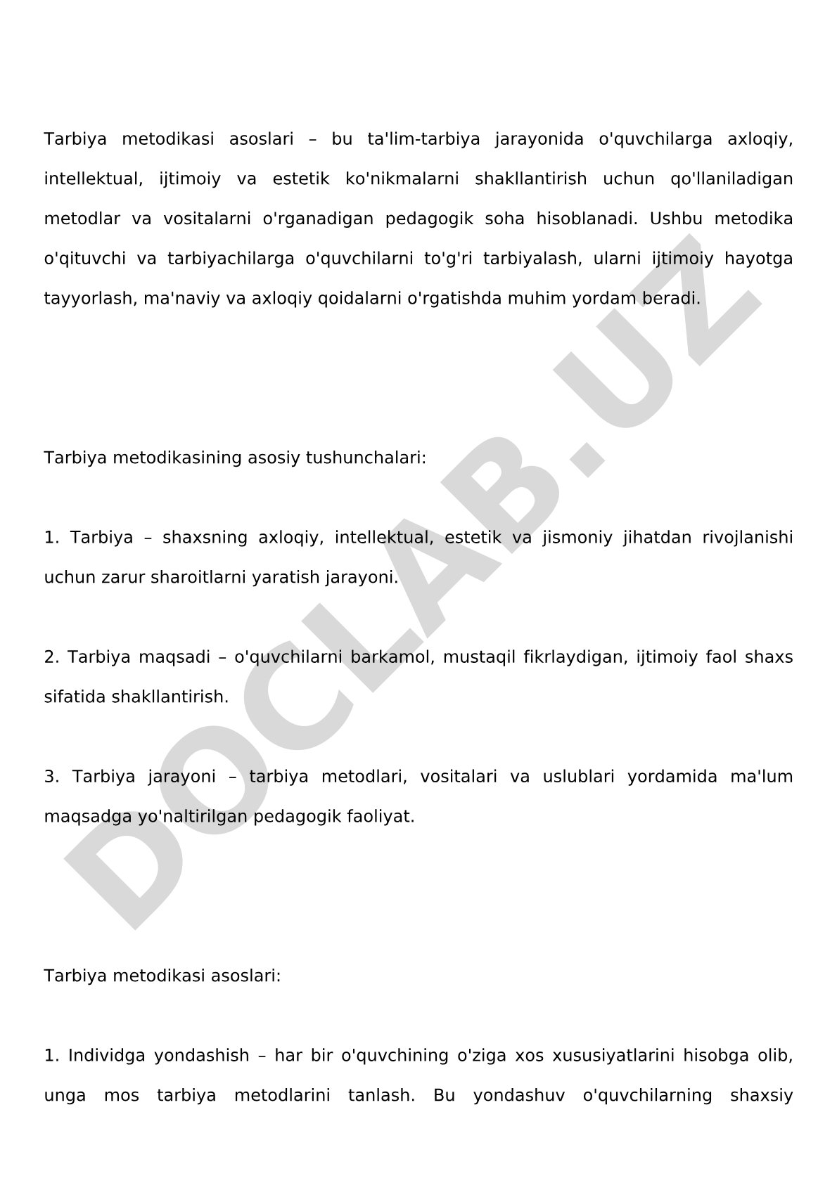 Tarbiya metodikasi asoslari