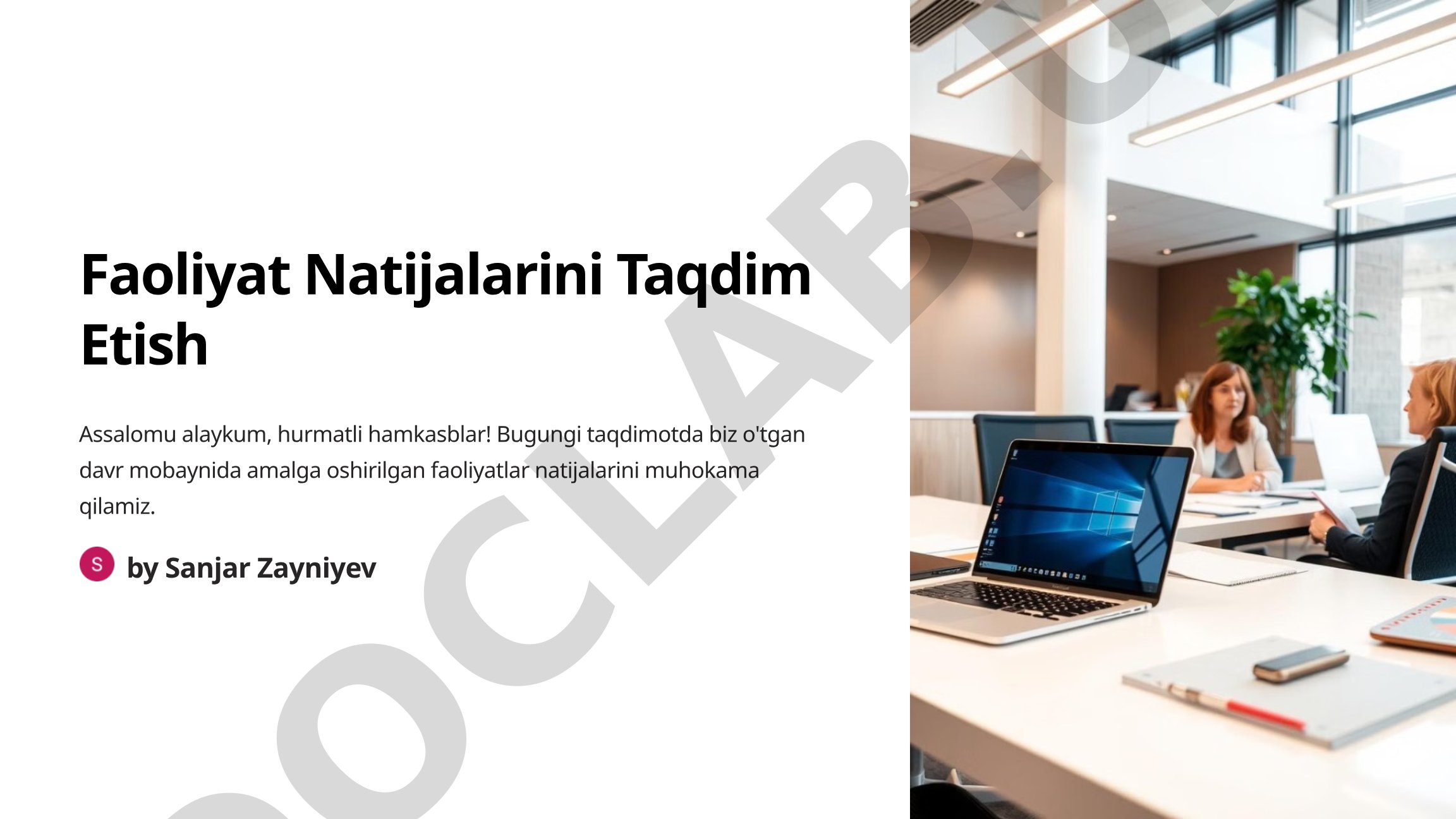 Faoliyat Natijalarini Taqdim Etish