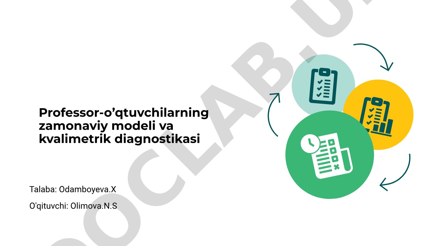 Professor-o’qtuvchilarning zamonaviy modeli va kvalimetrik diagnostikasi