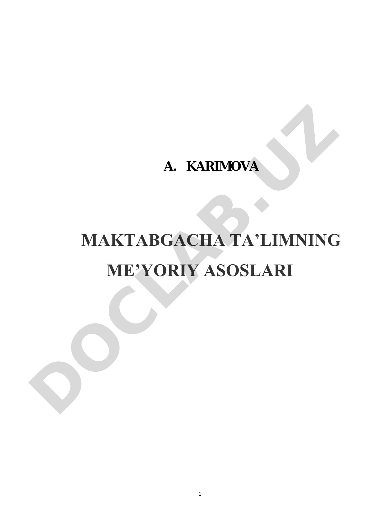 Maktabgacha ta'limning me'yoriy asoslari