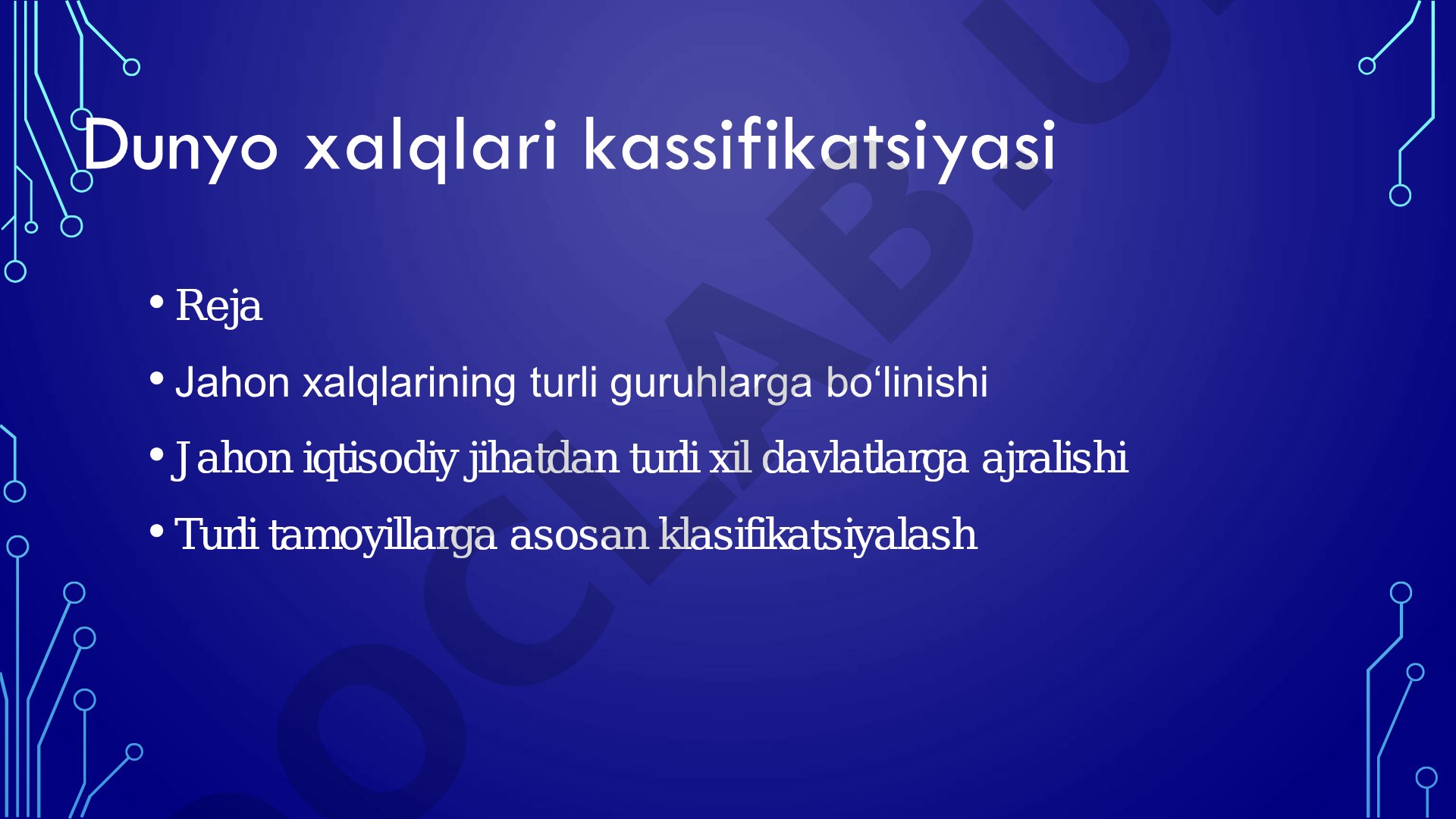 Dunyo xalqlari kassifikatsiyasi