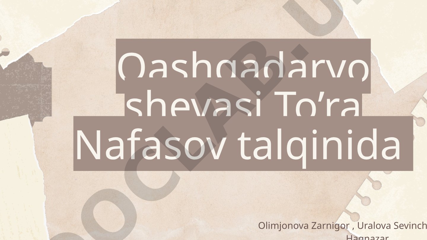Qarshi shahri mikrotoponimiyasi To'ra Nafasov risolasi asosida tahlil qilinadi