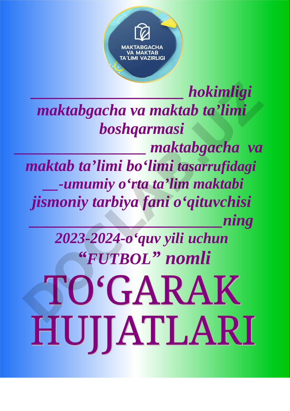 Futbol to‘garagining ish rejasi