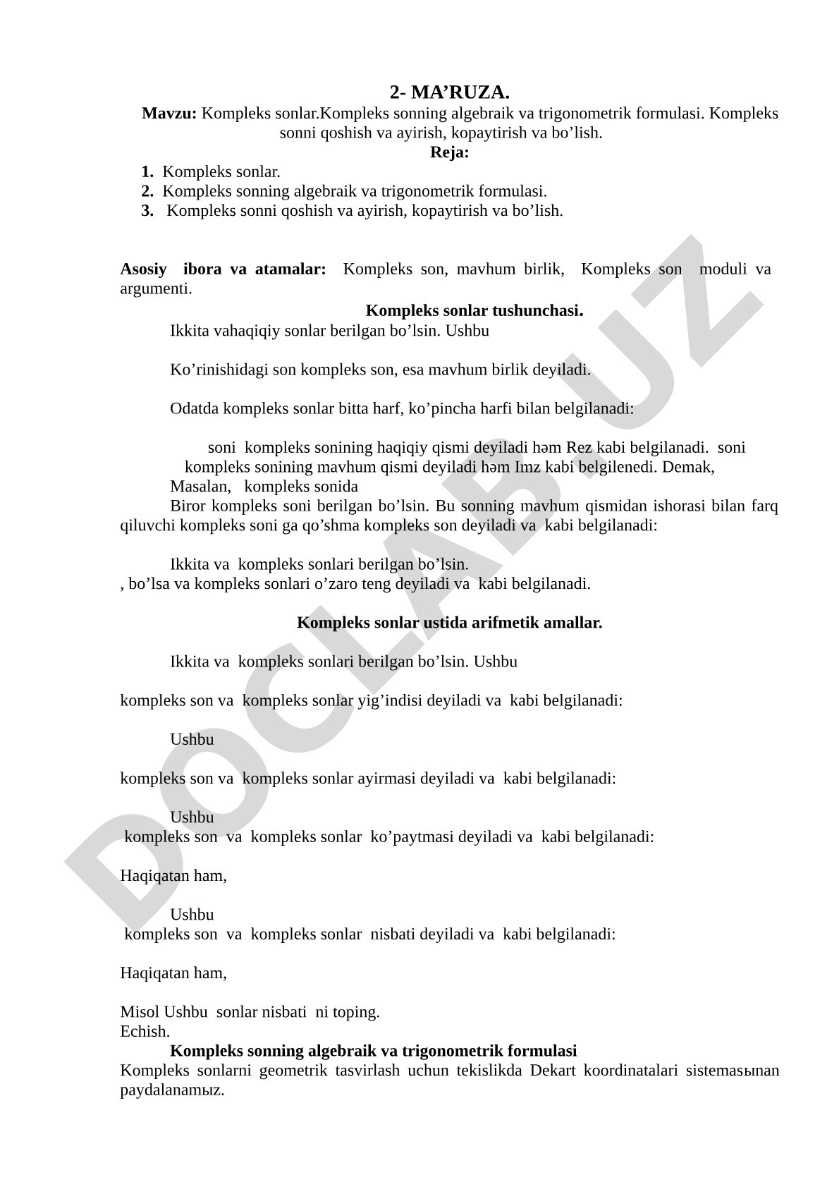 Kompleks sonlar