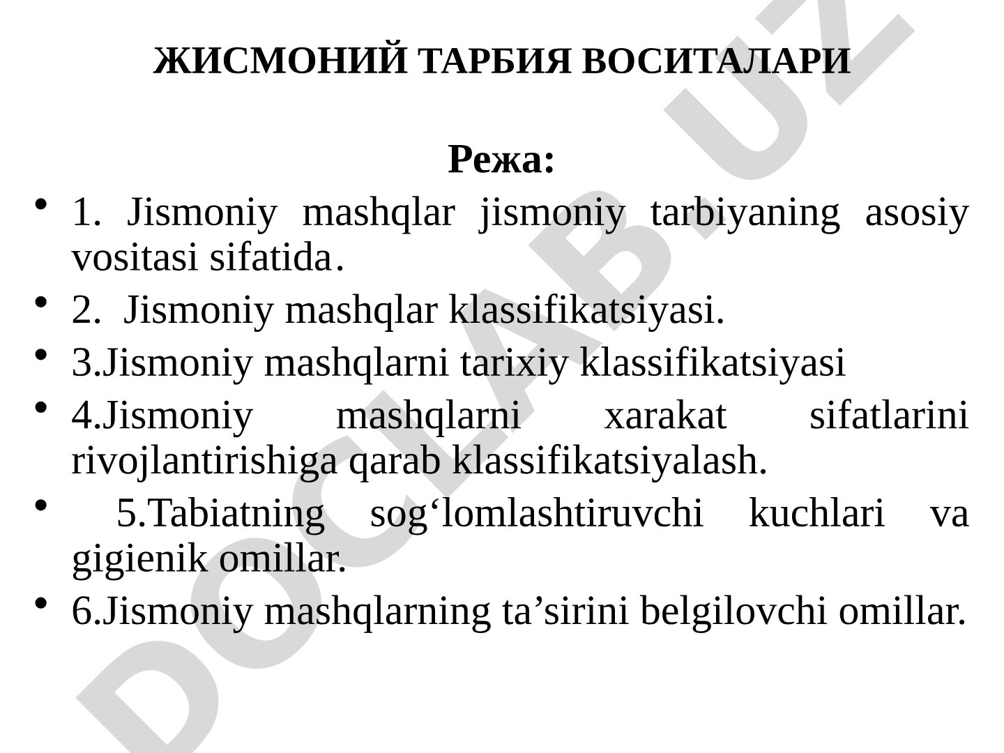 Jismoniy tarbiya vositalari va jismoniy mashqlar klassifikatsiyasi